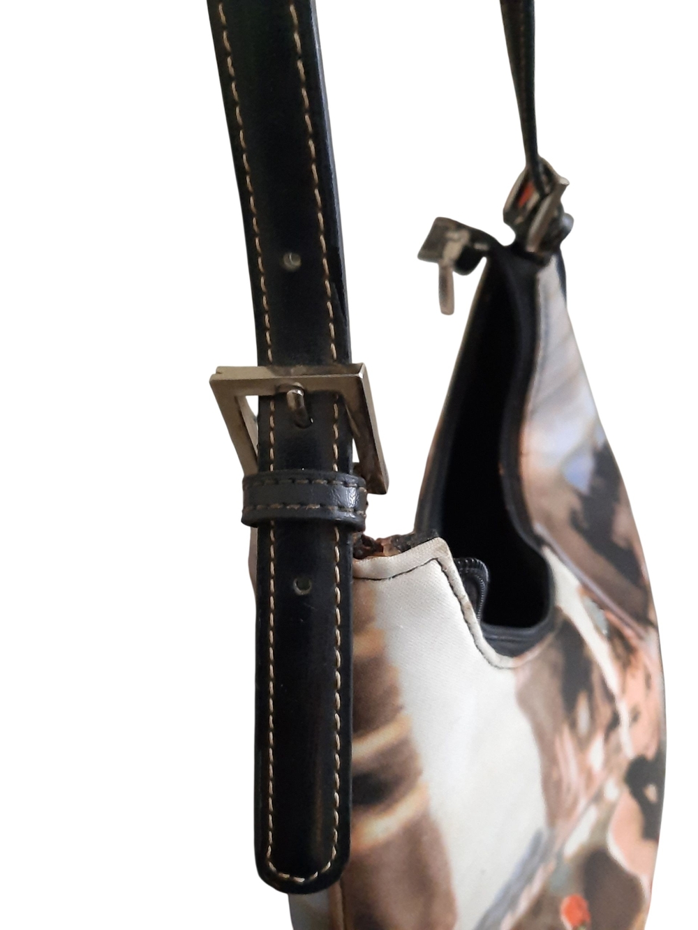 Printed Shoulder Bag with Black Trim and Strap - Picture 4 of 4